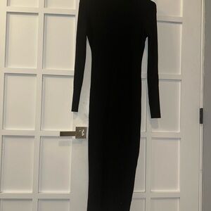 Elegant Black Long Sleeve Turtleneck Sweater Dress